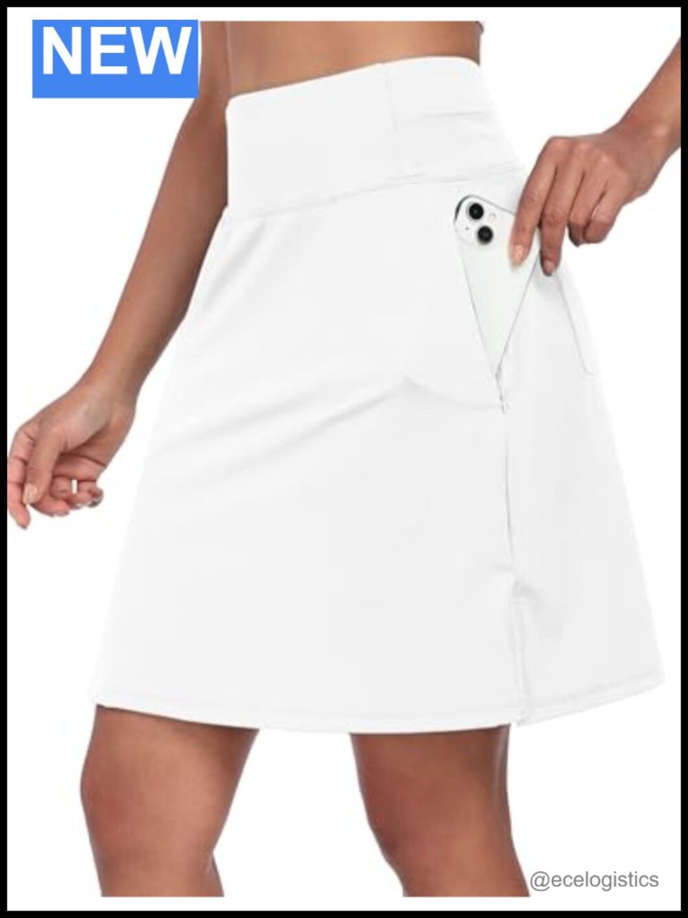 Women's 20" Knee-Length Tennis Golf Skort with Pockets Built-in Shorts